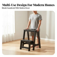 Foldable Convertible Ladder Chair Solid Wood Wooden Folding Step Stool Multi-Functional 4-Step Wooden Stepladder Multifunctional for Homeowners, Seniors, Book Lovers, Indoor, Kitchen, Living Room, Office