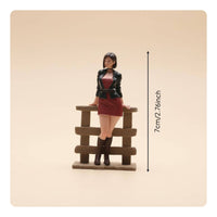Woman Figurine High Detail Female Miniature Figure with Fence Diorama Figure for Miniature Photography, Display Case, Desktop Decoration