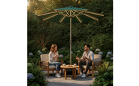 Sun Umbrella with LED Lights Weighted Patio Umbrella with Fillable Base Lighted for Homeowners, Cafe Owners, Backyard, Balcony