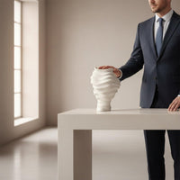 Modern Minimalist Wave Vase Creative Shape Wavy Border Vase Sculptural Design Home Decor Centerpiece for Sales Office, Showroom