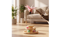Cat Toy with Feather Teaser Two-Tier Interactive Cat Toy Indoor Sturdy for Cats, Living Room, Bedroom