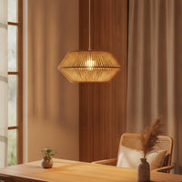 Rustic Woven Lampshade Open-Weave Paper Rope Lampshade Farmhouse Boho Lamp Shade Bohemian for Dining Room, Cafe