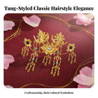 Chinese Regal Avian Hair Crown Dangling Tassels Traditional Chinese Attire Hair Accessory Tang Period Design Hairpiece Gilded
