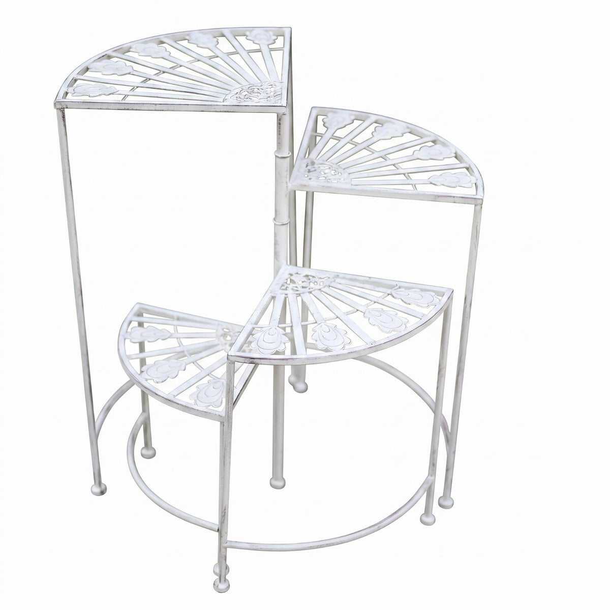Four-Tier Plant Stand Openwork 4 Tier Plant Stand Floral Cutout Potted Bloom Display Rack for Balcony