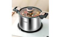 Stainless Steel Soup Pot Locking Lid Micro Pressure Pot Gas and Induction Compatible Stockpot for Home Kitchen