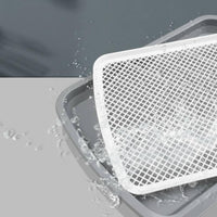 Splash-Proof Dog Potty Tray with Post Easy to Clean Indoor Dog Potty Tray Removable Grate Indoor Puppy Training Pad Holder Keeps Paws Dry for Dogs, Young Dogs, Apartment, Balcony
