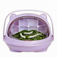 Perforated Silkworm Breeding Box Arched Handle Clear Silkworm Breeding Box Molded Compartments Pet Supplies Compact