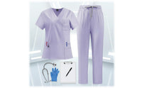 Quick-Drying V-Neck Scrub Top and Pants Breathable Short Sleeve Medical Attire Moisture-Wicking Nurse Doctor Workwear Set for Doctors, Dentists, Veterinarians, Operating Room, Hospital, Oral Office, Beauty Salon