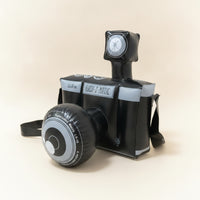 Vintage-Style Inflatable Camera with Strap Lightweight Camera Prop Portable Toy Compact for Costumes, Photo Shoots, Parties