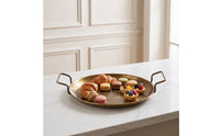 Brass serving Tray with Handles Decorative Engraved Brass Tray Gold-Toned for Vanity