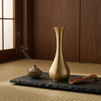 Lustrous Finish Antique Brass Vase Narrow Mouth Slender Neck Vase Decorative Table Decor Tabletop