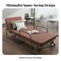 Office Rest Lounger Foldable Design Single Folding Cot Space Saving Folding Cot Bed with Mattress for Caregivers, Adults, Living Room, Bedroom