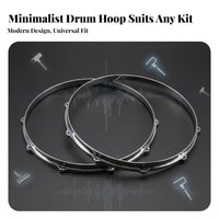 Consistent Tuning 14 Inch 10 Hole Die-Cast Hoop Heavy Duty 14 Inch Aluminum Drum Rim Easy Installation 10 Hole Drum Rim Sturdy for Drummers, Percussionists, Musicians, Music Practice, Live Performance, Band Rehearsal, Studio Recording
