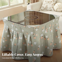 Soft and Skin-Friendly Square Kotatsu Cover Machine Washable Winter Electric Heater Table Quilt With Storage Pockets for Adults, Living Room