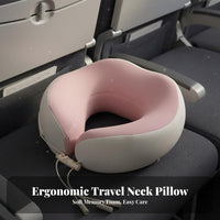 Breathable U-Shaped Travel Pillow Washable Cover Memory Foam Neck Pillow Adjustable Fit for Travelers, Airplane, Car, Office