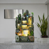 Humidifying Rockery Waterfall Fountain Acts as Humidifier Feng Shui Water Wheel Fountain Natural Landscape Design House Decoration Mini Aquarium for Business Owners, Office, Living Room, Reception Area, Entryway