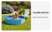 Sturdy PVC Material Foldable Dog Pool Easy Setup Collapsible Dog Bathtub With Drain Plug Foldable Pet Pool Multipurpose for Dogs, Pets, Kids, Outdoor, Indoor, Backyard, Patio