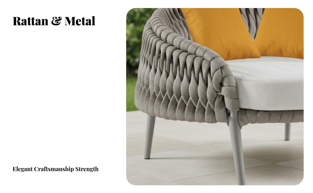 4 Pieces Modern Design 4-Piece Woven Conversation Group weather-resistant Outdoor Furniture Low Maintenance outdoor seating set long-lasting Frame for Homeowners, Business Owners, Families, Balcony, Courtyard, Garden, Backyard