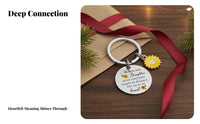 Marigold Pendant Keychain Sentimental Gift Stainless Steel Keychain with Charm Rust-Resistant Engraved Message for Christmas, Family Appreciation Day