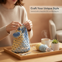 DIY Crochet Kit for Hand-Knitted Yarn Bag - Starry Sky Gradient Design
