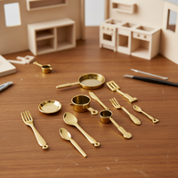 Miniature Dollhouse Kitchen Utensil Set - Spoons, Forks, Pans for DIY Dollhouse Accessories