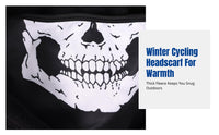 Skeleton Face Cover, Thermal Fleece Neck Warmer, Windproof Cycling Headscarf Hat, Unisex, Random Color