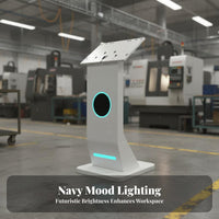 Heavy-Duty Construction Illuminated Interactivescreen Podium VESA Compatible Kiosk Base Futuristic Design Monitor Pedestal LED Accent Lighting for Retail Managers, Event Organizers, IT Professionals, Factories, Exhibition Halls, Shopping Malls