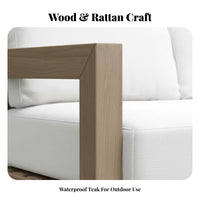 Wooden Patio Sectional Set Waterproof Wooden Frame Sectional Sofa Weather-Resistant Outdoor Furniture for Hotel Managers, Courtyard, Backyard, Balcony