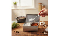 Stainless Steel Condiment Box With Lid Stainless Steel Condiment Station Rectangular Seasoning Holder Rust-Resistant