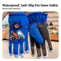 Kids Ski Gloves Windproof Waterproof Cold-Weather Mittens Thickened Fleece Lined Winter Mittens for Children 6-12, Students, Snowboarding, Biking