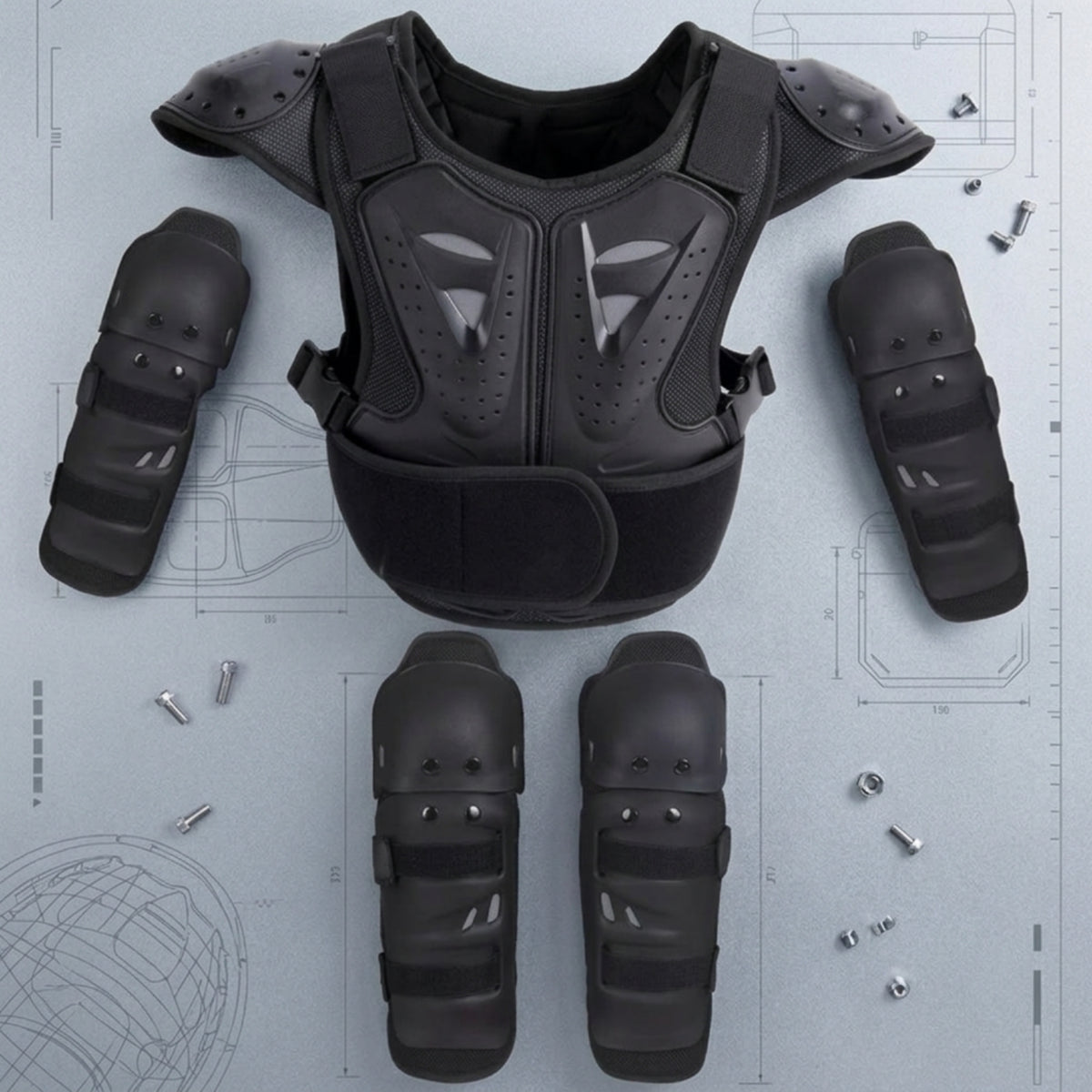 Kids Vest with Shoulder Pads Padded Motorcycle Impact-Absorbing Vest Lightweight Chest Protector for Children