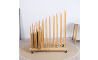 Mobile Art Curing Rack Locking Caster Wheels Wooden Art Supply Organizer Rack Quality Wood Material Wooden Canvas Storage Cart for Painters, Classroom