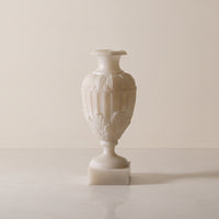 Vase with Pedestal Base Faux Jade Ribbed Vase Antique Evocative Flower Holder for Decorators
