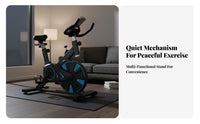 Adjustable Resistance Indoor Cycling Bike Comfortable Padded Seat Stationary Cycling Bike Heavy-Duty Steel Frame Stationary Exercise Cycle Space Saving for Beginners