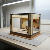 LED Lighting Washitsu Miniature Model Miniature Japanese Room Kit DIY Wooden Dollhouse for Hobbyists, Display