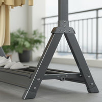 Easy Assembly Single Rod Clothing Rack with Shelf Heavy Duty Rolling Clothes Drying Rack Foldable Design Laundry Accessory Windproof Hanger Slots for Bedroom
