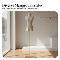 Stable Base Half Body Dress Form with Head Easy Assembly Female Mannequin Torso with Stand Lightweight Female Mannequin Torso for Boutique Owners, Fashion Designers, Online Sellers, Shop Window Display, Photography Studio, Photo Shoots, Home
