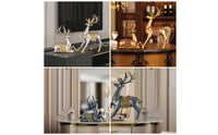 Tabletop Deer Figurines Sculptural Deer Figurine Ornate Sculptures with Antlers Gold-Trimmed for Living Room, Entryway, Mantel, TV Cabinet