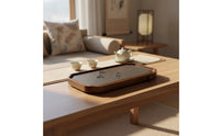 Traditional Aesthetic Color Changing Tea Tray Double-Use Design Gongfu Tea Serving Tray for Living Room, Office