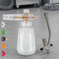 Car Cleaning Kit for Professional Car Wash and Detailing, Foam Sprayer with Aluminum Body and Brass Nozzle, PC Bottle Foam Lance, 9 Piece Set