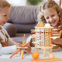 Educational Pisa Structure Balance Toy Hand-Eye Coordination Wooden Balancing Structure Natural Wood Finish Wooden Balance Game Perforated