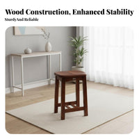 Sturdy Construction Square Saddle Stool High Load-Bearing Backless Saddle Stool Built-in Footrest Indoor Furniture Rounded Corners for Adults, Homeowners, Entertainers, Living Room, Home Bar, Kitchen, Restaurant