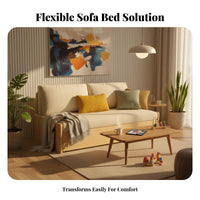 Hardwood Wood Frame Pull-pull-out Bed with Storage 2-in-1 Design Sleeper Sofa Space-Saving transformable Couch for Small Apartment Dwellers, Families, Homeowners, Lounge Area