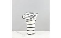 Modern Striped Flower Vase Eye-Catching Design Striped Vase Easy to Match Home Decor for TV Cabinet