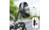 Fan with Mirror Mount USB-Powered Electric   Fan Low-Profile for Summer Rides
