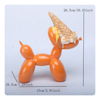 Glossy Balloon Dog with Ice Cream Cone Creative Balloon Dog Figurine Cute Desk Decor Adorable for Creatives, Office, Studio