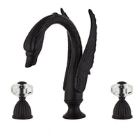 European Style Black Copper Three-Hole Basin Faucet with Crystal Handle