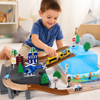 Wooden Rail Set Train Toy 78 Pieces For Ages 4+ DIY Assembly Toy Educational Toy