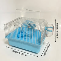 Portable Hamster Cage and Pet Carrier, Iron Material Travel Cage with Transparent Top