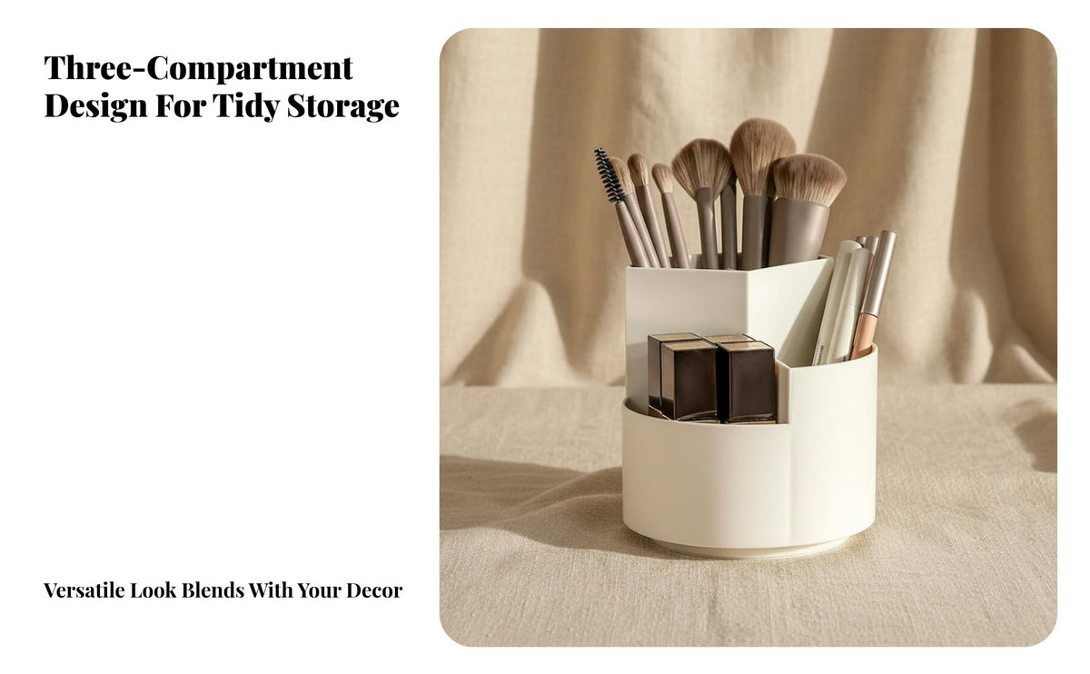 360 Degree Rotating Organizer Multiple Compartments Rotating Desk Organizer Space Saving 360 Degree Rotating Storage Holder for Desktop, School